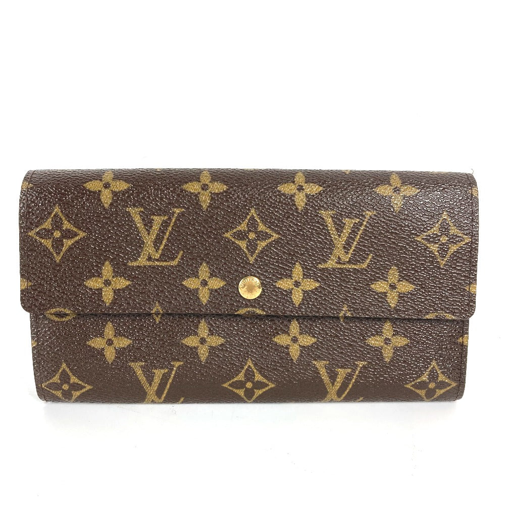 LOUIS VUITTON M61726 Monogram Porte Monnaie Credit Flap Long Wallet in Monogram Canvas, Brown