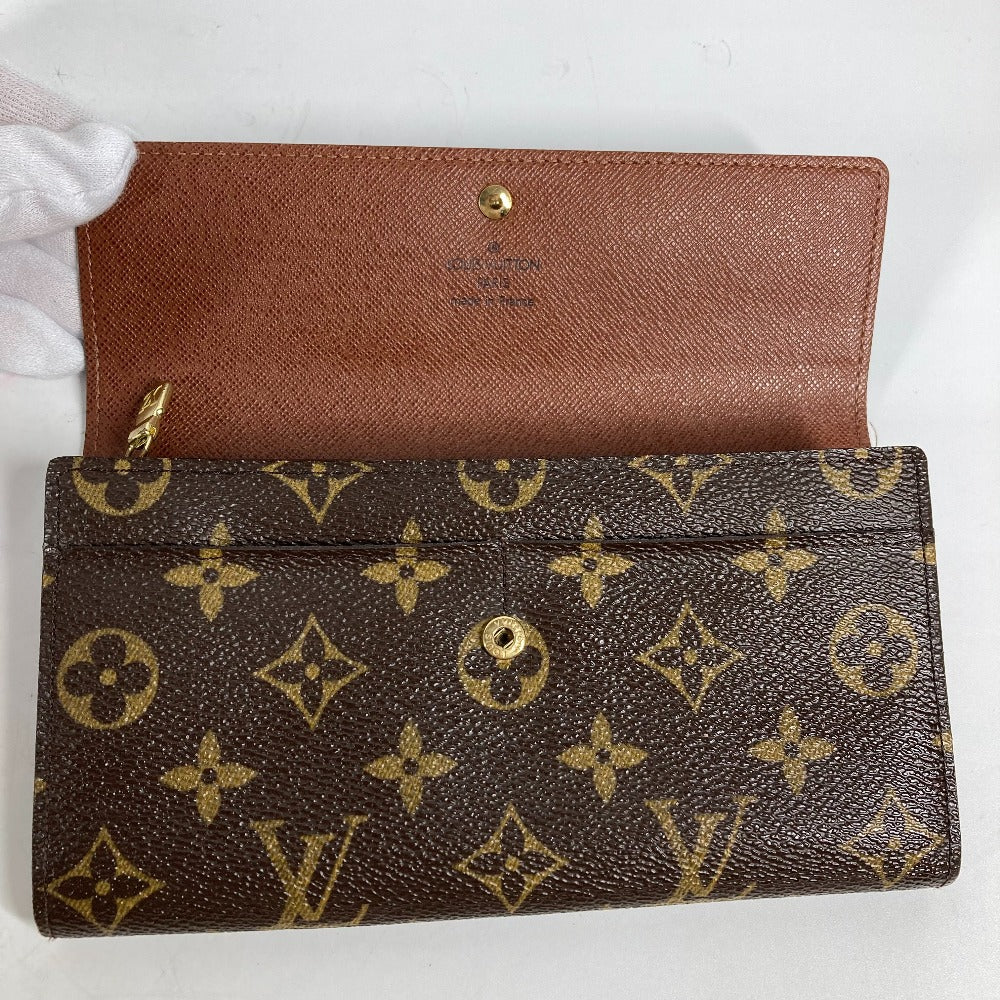 LOUIS VUITTON M61726 Monogram Porte Monnaie Credit Flap Long Wallet in Monogram Canvas, Brown