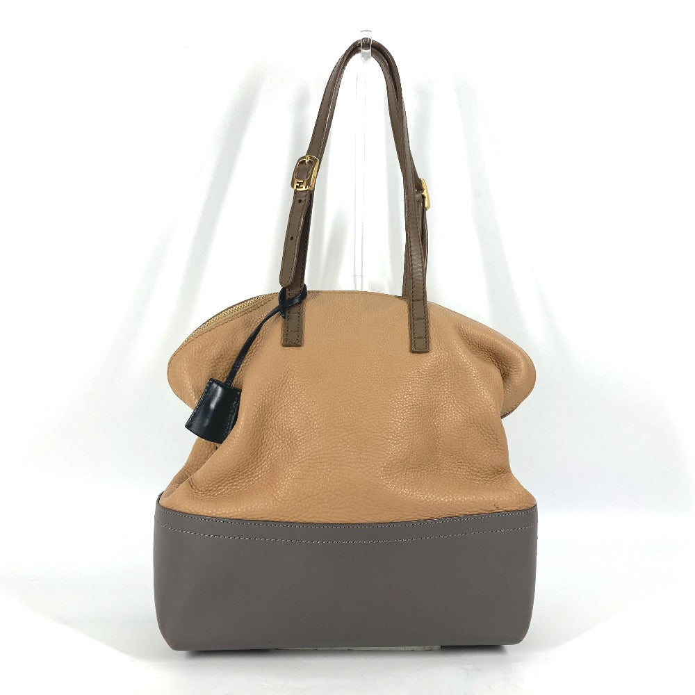 FENDI 8MN232 Two-tone Selleria Shoulder Bag in Beige Leather