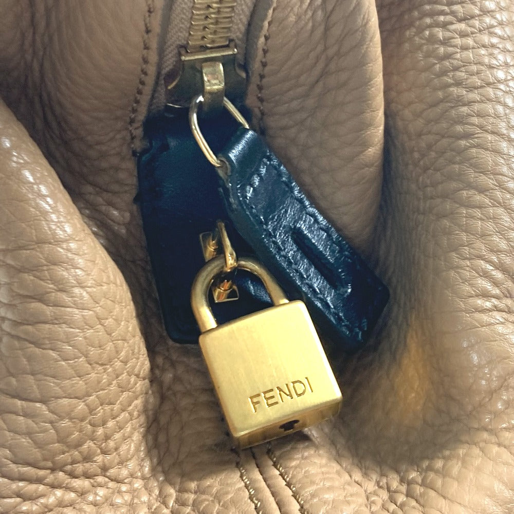 FENDI 8MN232 Two-tone Selleria Shoulder Bag in Beige Leather