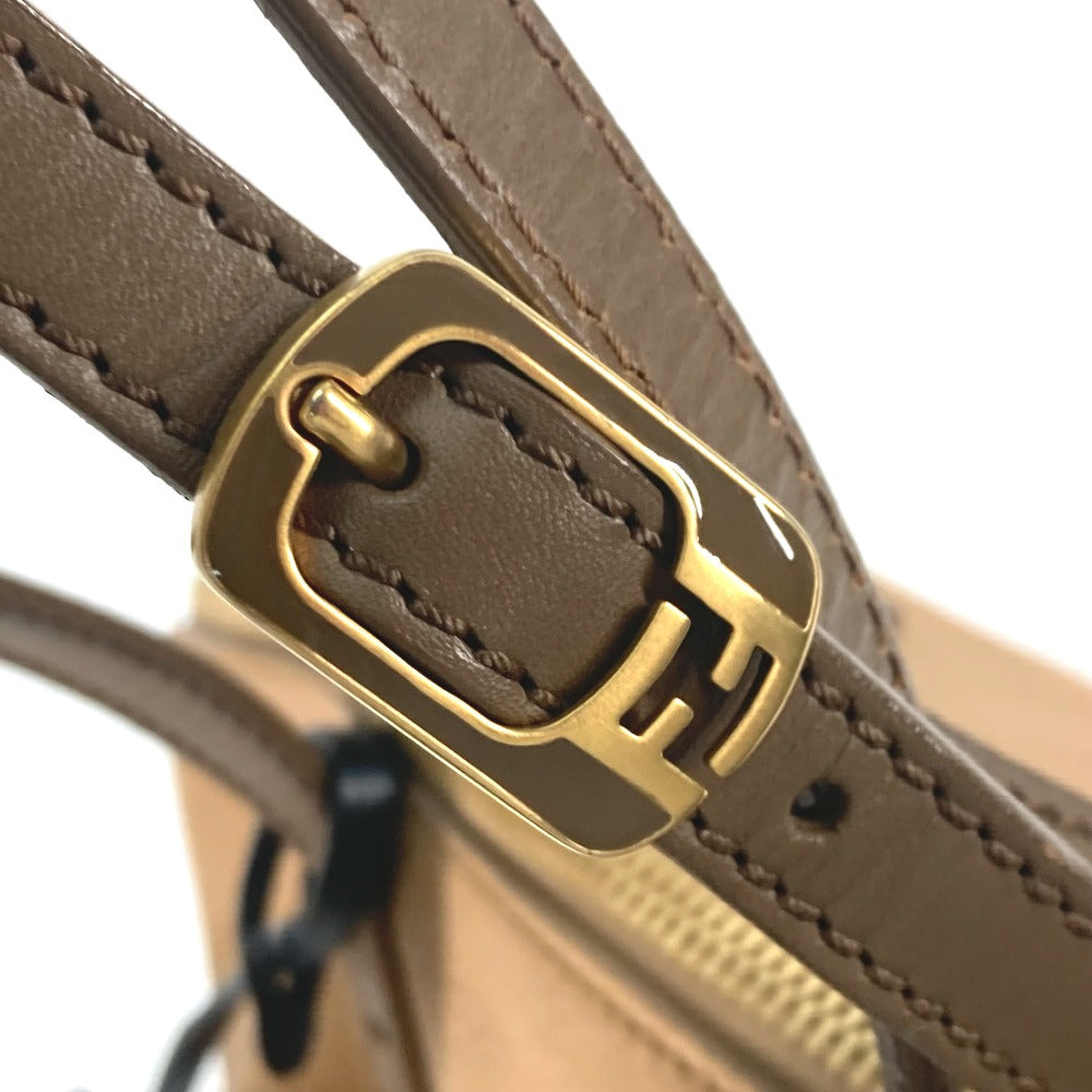 FENDI 8MN232 Two-tone Selleria Shoulder Bag in Beige Leather