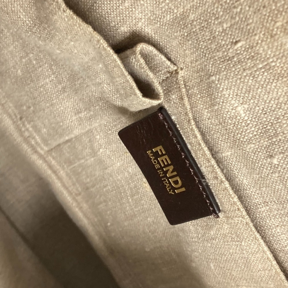 FENDI 8MN232 Two-tone Selleria Shoulder Bag in Beige Leather