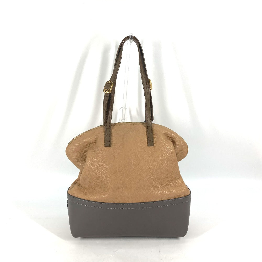 FENDI 8MN232 Two-tone Selleria Shoulder Bag in Beige Leather