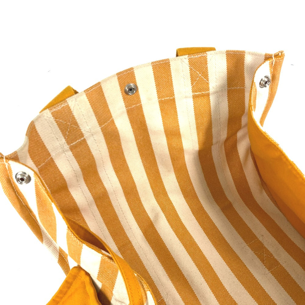 HERMES ポーチ付き カンヌPM ストライプ トートバッグ カバン ハンドバッグ キャンバス レディース オレンジ