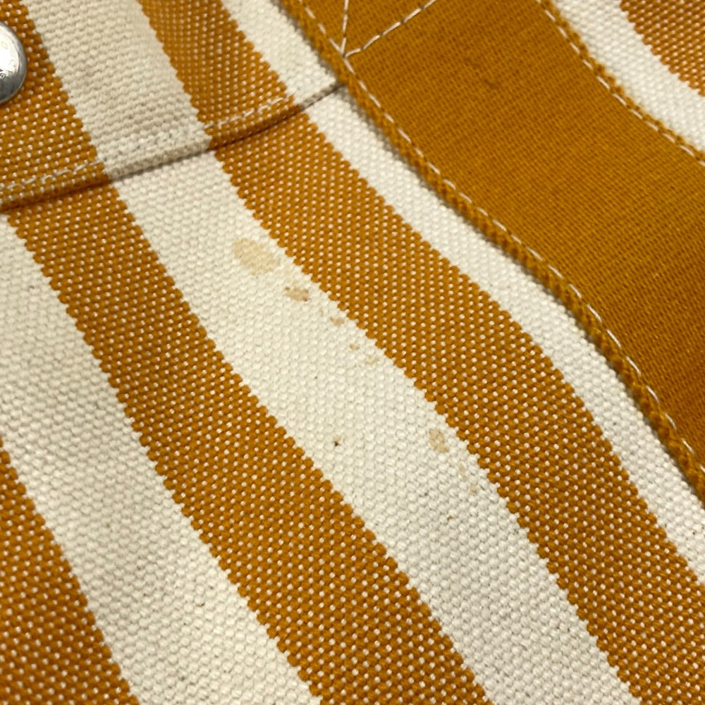 HERMES ポーチ付き カンヌPM ストライプ トートバッグ カバン ハンドバッグ キャンバス レディース オレンジ