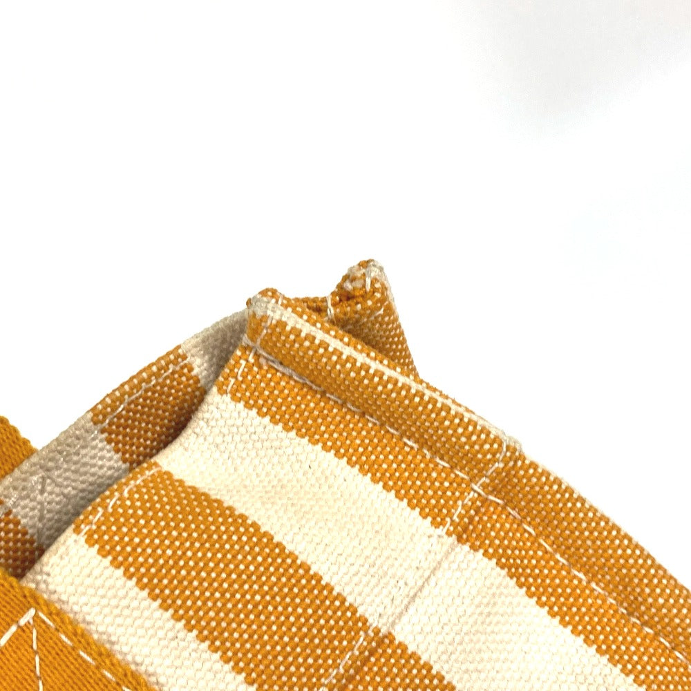 HERMES ポーチ付き カンヌPM ストライプ トートバッグ カバン ハンドバッグ キャンバス レディース オレンジ