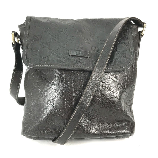 GUCCI 223666 グッチシマ GG 斜め掛け カバン ポシェット ショルダーバッグ シマレザー メンズ ダークブラウン