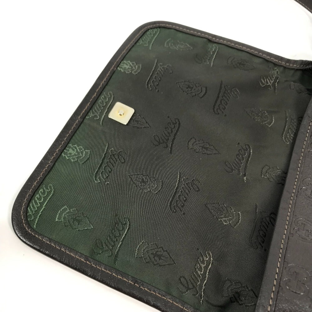 GUCCI 223666 グッチシマ GG 斜め掛け カバン ポシェット ショルダーバッグ シマレザー メンズ ダークブラウン