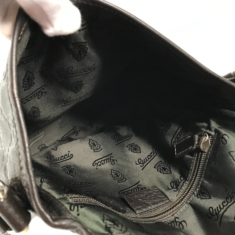 GUCCI 223666 グッチシマ GG 斜め掛け カバン ポシェット ショルダーバッグ シマレザー メンズ ダークブラウン