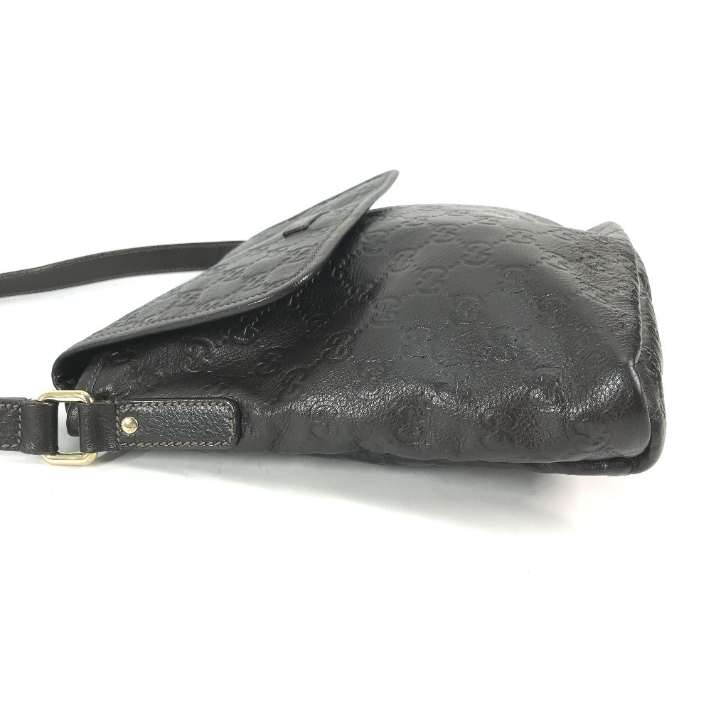 GUCCI 223666 グッチシマ GG 斜め掛け カバン ポシェット ショルダーバッグ シマレザー メンズ ダークブラウン