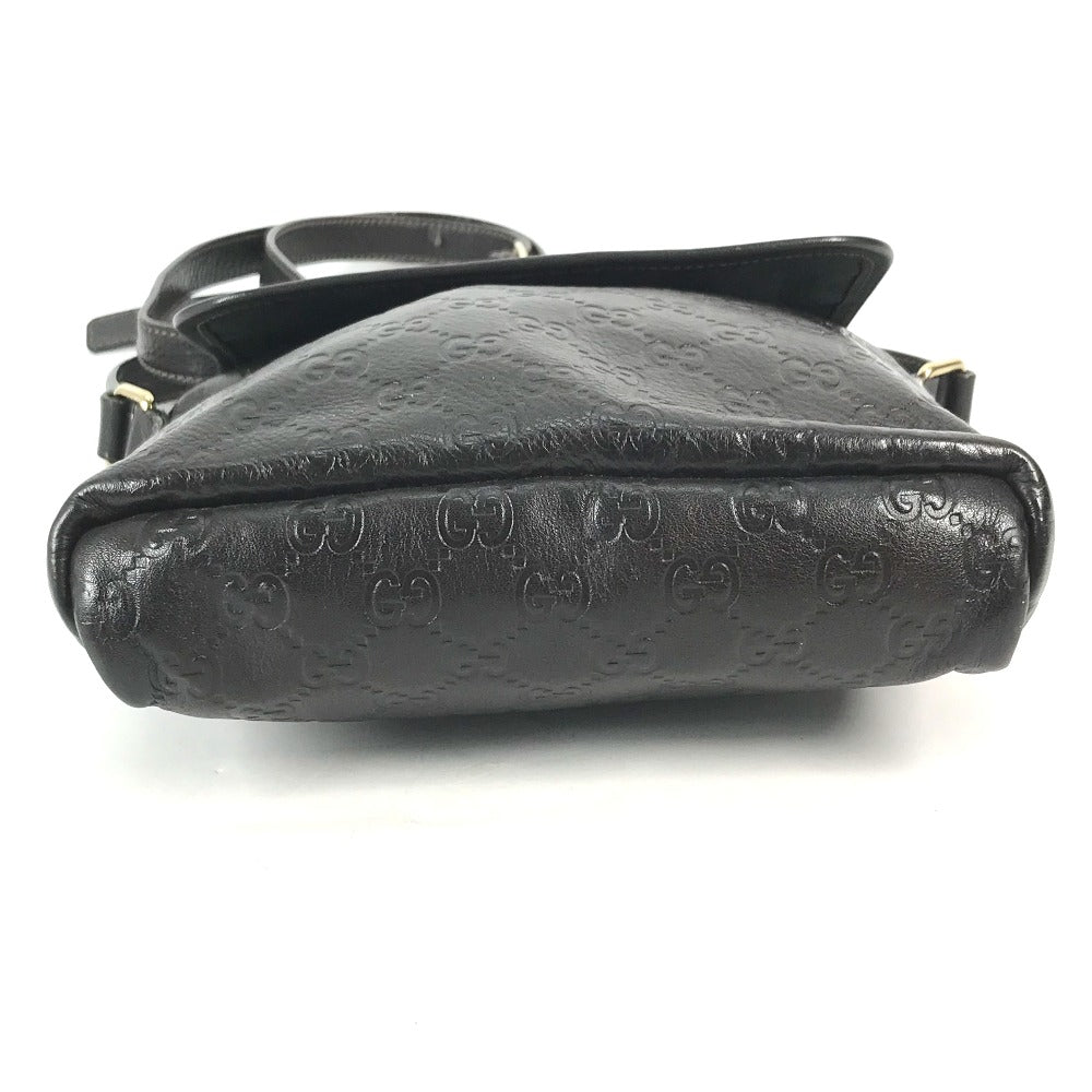 GUCCI 223666 グッチシマ GG 斜め掛け カバン ポシェット ショルダーバッグ シマレザー メンズ ダークブラウン