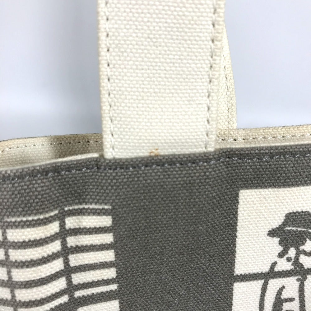 CHANEL ウインドウズライン ハンドバッグ トートバッグ カバン ショルダーバッグ キャンバス レディース グレー×ホワイト