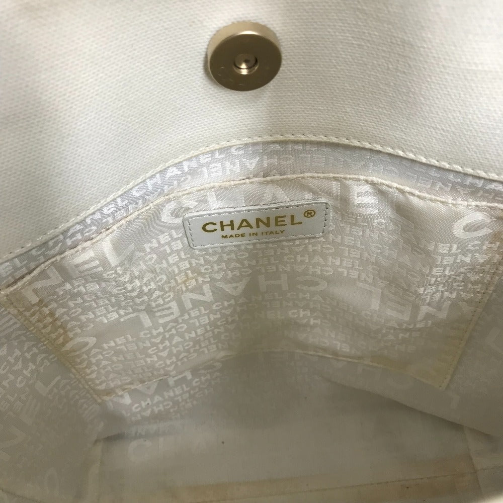 CHANEL ウインドウズライン ハンドバッグ トートバッグ カバン ショルダーバッグ キャンバス レディース グレー×ホワイト