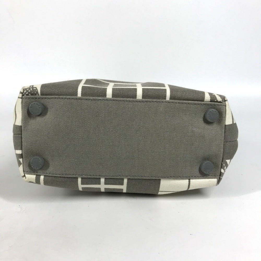 CHANEL ウインドウズライン ハンドバッグ トートバッグ カバン ショルダーバッグ キャンバス レディース グレー×ホワイト