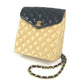 CHANEL バイカラー CC ココマーク マトラッセ キルティング チェーンバッグ 肩掛け ショルダーバッグ ラムスキン レディース ベージュ