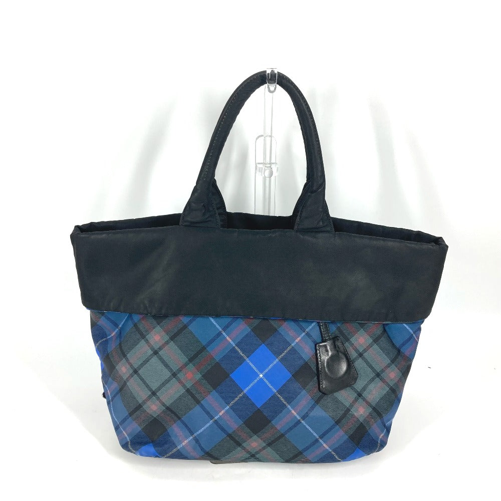 PRADA チェック カバン トートバッグ ショルダーバッグ ナイロン レディース ブラック