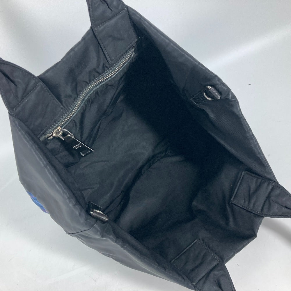 PRADA チェック カバン トートバッグ ショルダーバッグ ナイロン レディース ブラック