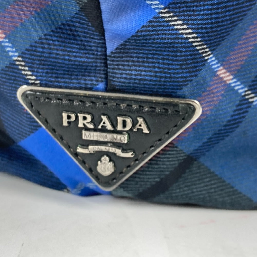 PRADA チェック カバン トートバッグ ショルダーバッグ ナイロン レディース ブラック