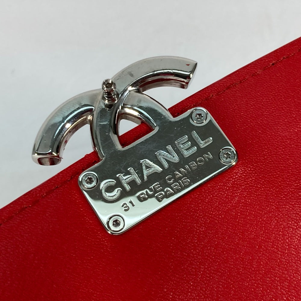 CHANEL Wチェーン ダブル CC ココマーク マトラッセ キルティング チェーンバッグ カバン 斜め掛け ショルダーバッグ レザー レディース レッド