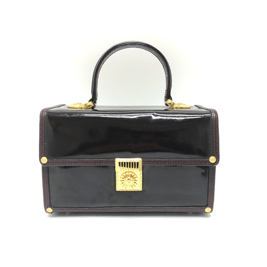 VERSACE ヴィンテージ サンバースト バニティバッグ ハンドバック カバン バック ハンドバッグ エナメル レディース パープル系