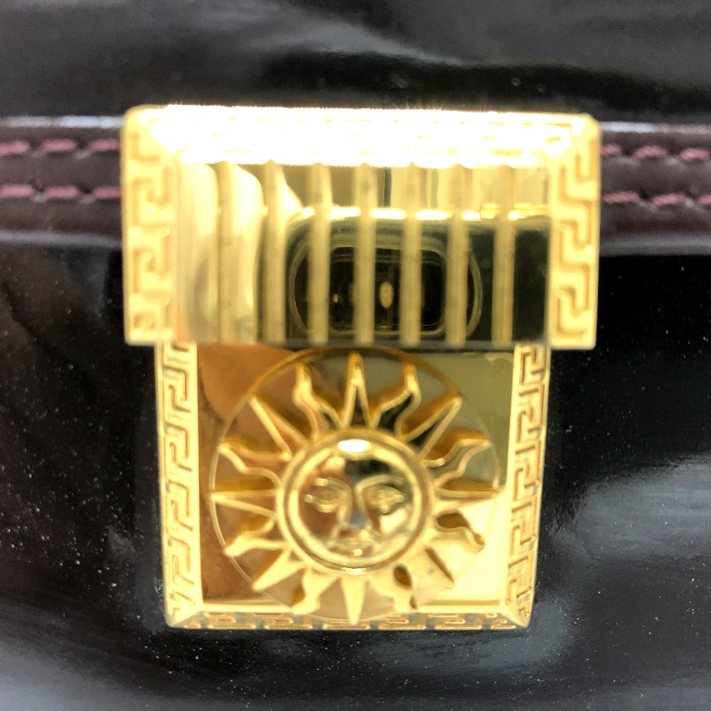 VERSACE ヴィンテージ サンバースト バニティバッグ ハンドバック カバン バック ハンドバッグ エナメル レディース パープル系