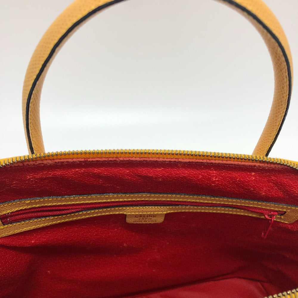 CELINE ヴィンテージ ボーリング 2WAY 肩掛け 斜め掛け カバン ショルダーバッグ レザー レディース イエローベージュ系