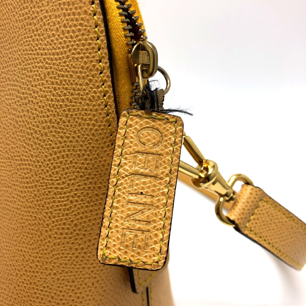CELINE ヴィンテージ ボーリング 2WAY 肩掛け 斜め掛け カバン ショルダーバッグ レザー レディース イエローベージュ系