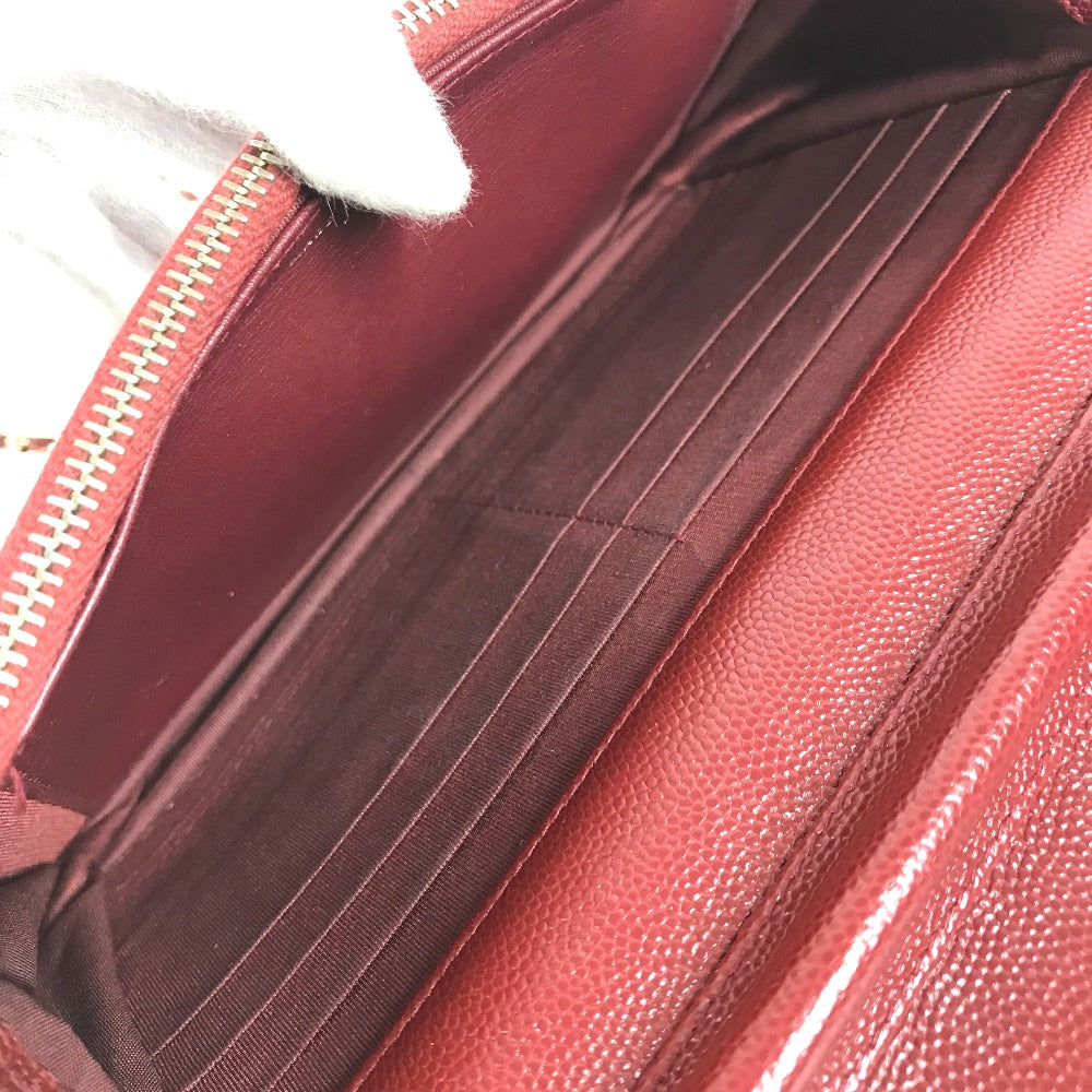 CHANEL CC ココマーク ココロック チェーンウォレット ショルダーバッグ 肩掛け 斜め掛け ポシェット 長財布 キャビアスキン レディース レッド×ゴールド金具