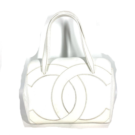CHANEL 肩掛け カバン デカココマーク CC トートバッグ ショルダーバッグ キャビアスキン レディース ホワイト