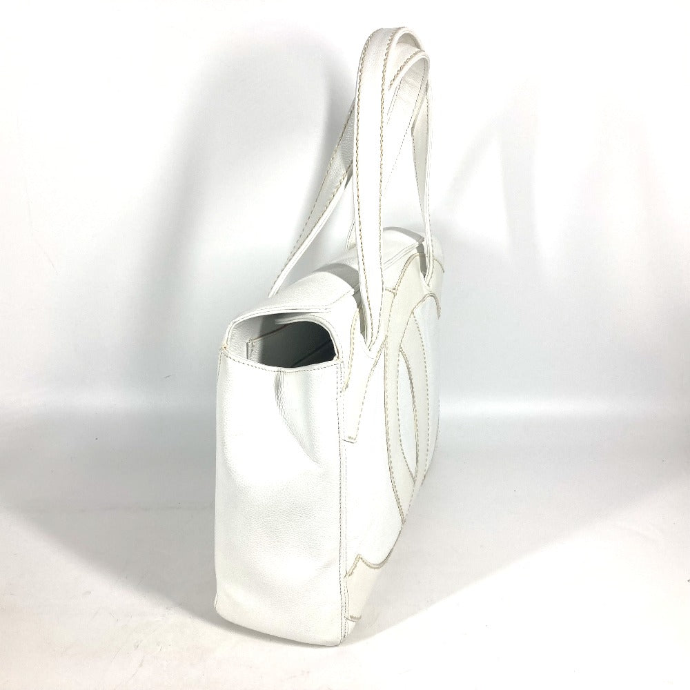 CHANEL Large Coco Mark CC Tote Bag Shoulder Bag in Caviar Leather, White