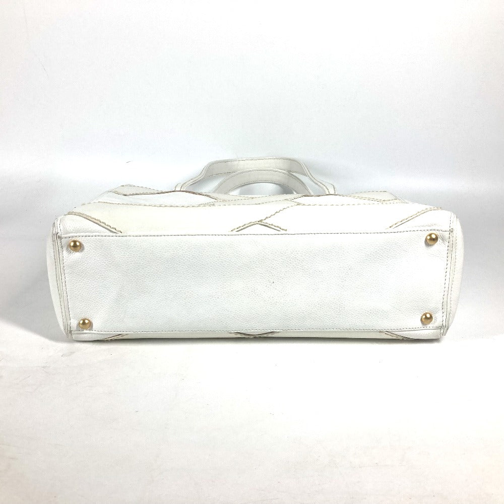 CHANEL Large Coco Mark CC Tote Bag Shoulder Bag in Caviar Leather, White