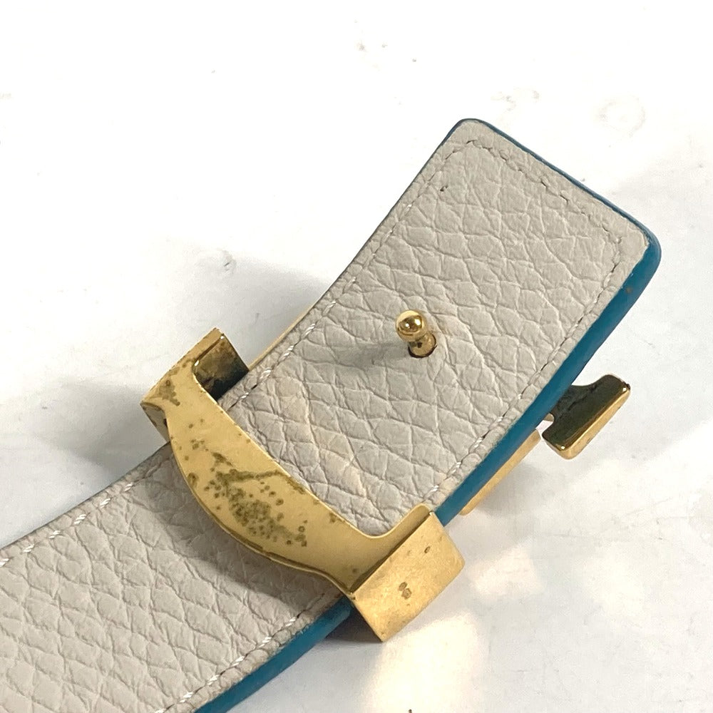 LOUIS VUITTON N9040W バイカラー LVバックル リバーシブル ズボン用ベルト ベルト トリヨンレザー レディース ブルー