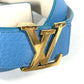 LOUIS VUITTON N9040W バイカラー LVバックル リバーシブル ズボン用ベルト ベルト トリヨンレザー レディース ブルー