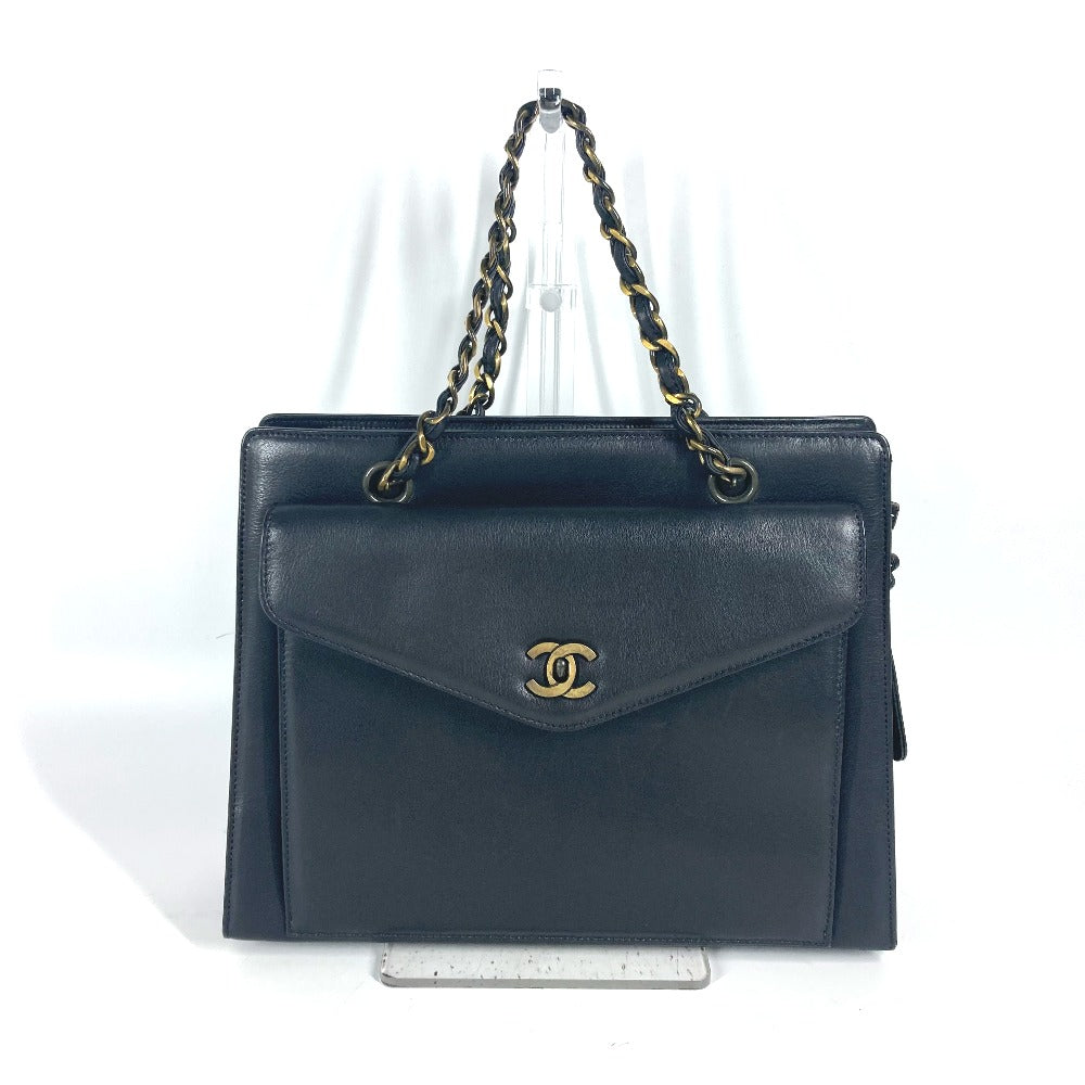 CHANEL Wチェーン CC ココマーク カバン トートバッグ ショルダーバッグ レザー レディース ブラック
