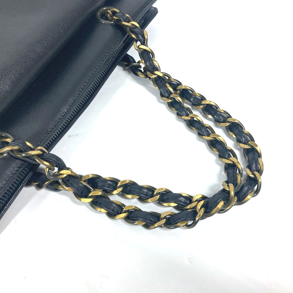 CHANEL Wチェーン CC ココマーク カバン トートバッグ ショルダーバッグ レザー レディース ブラック