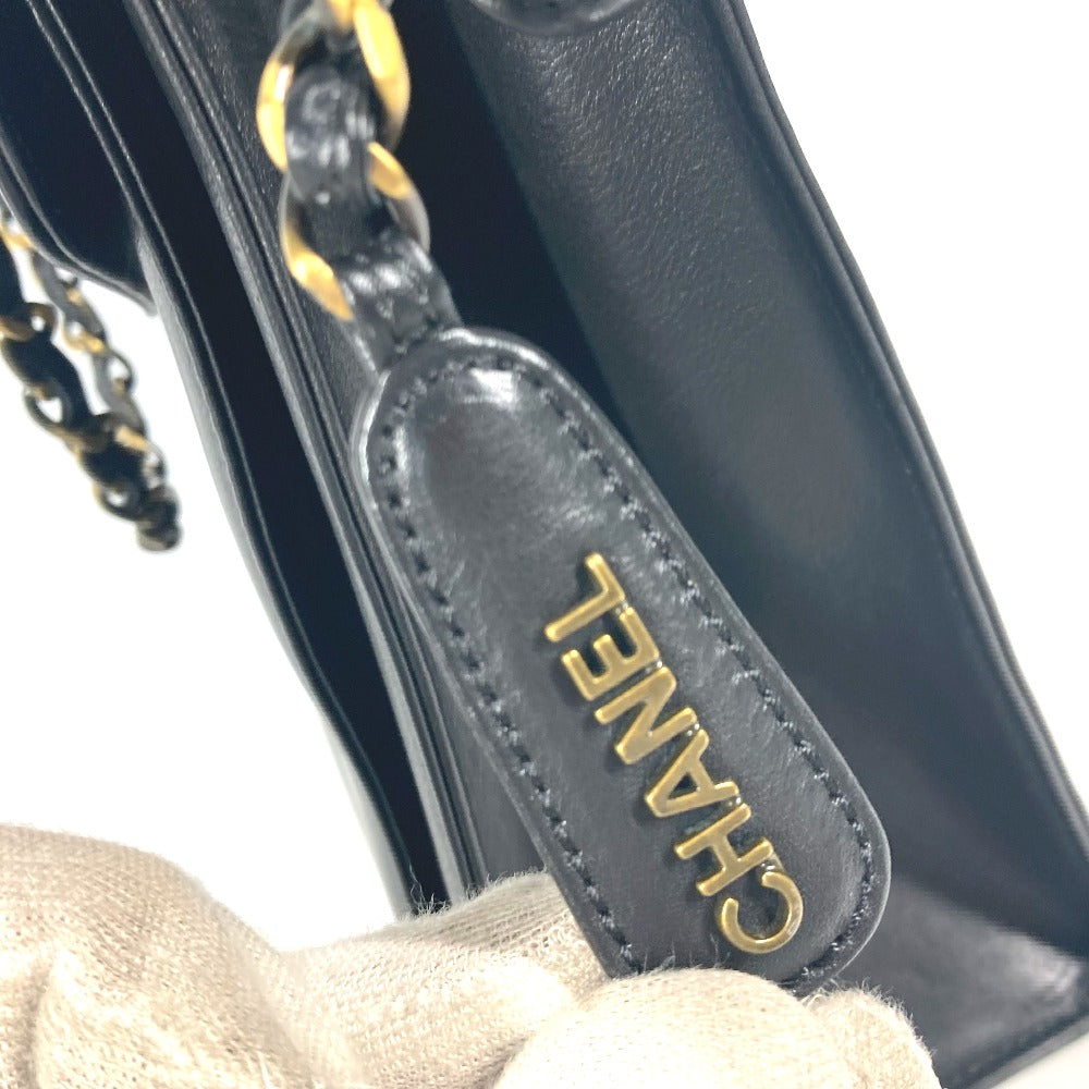 CHANEL Wチェーン CC ココマーク カバン トートバッグ ショルダーバッグ レザー レディース ブラック