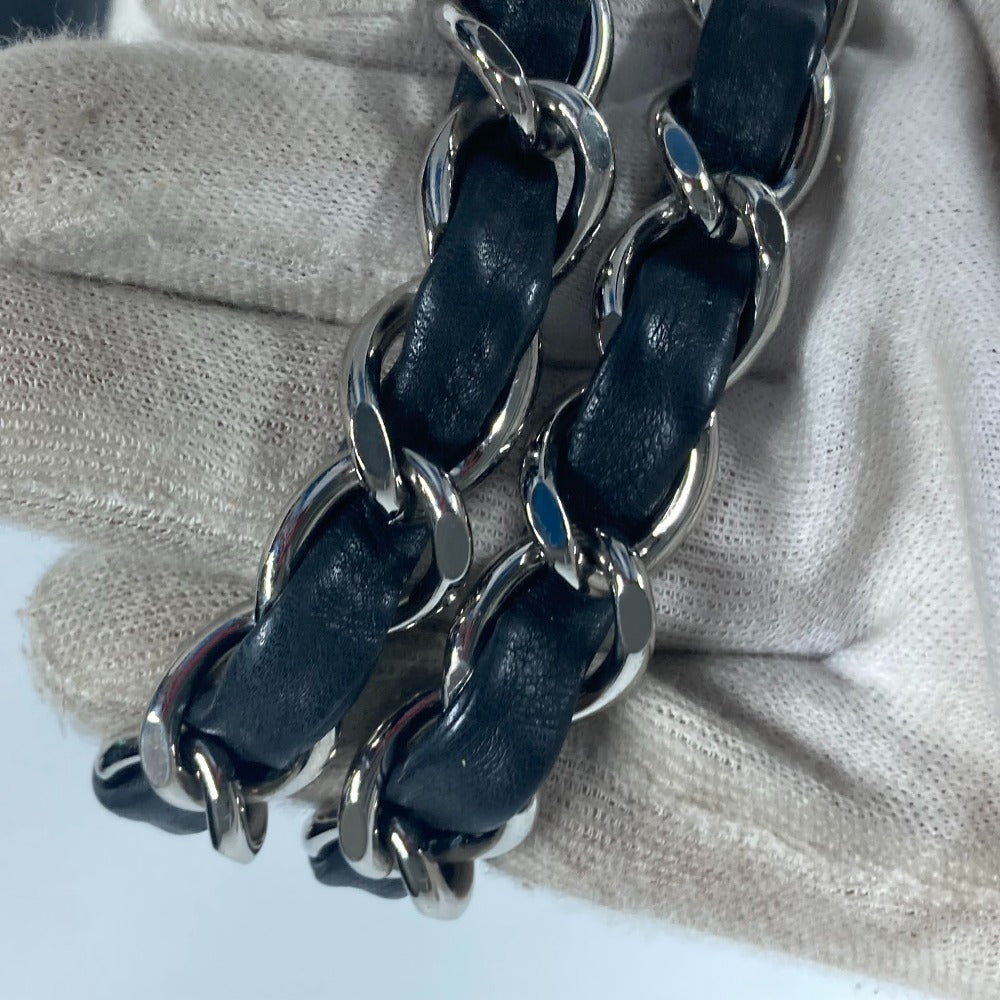 CHANEL バイカラー CC ココマーク Wチェーン 肩掛け ハンドバック ミニボストンバッグ ショルダーバッグ レザー レディース ホワイト