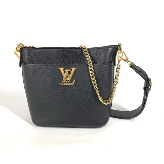 LOUIS VUITTON M24006 ロック & ウォーク 肩掛け カバン バケツ型 ばけつ チェーン ショルダーバッグ カーフレザー レディース ブラック