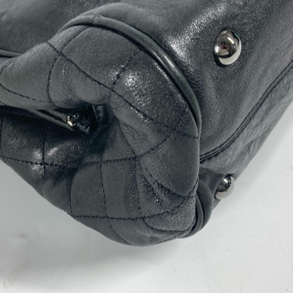 CHANEL 肩掛け カバン CC ココマーク Wチェーン ショルダーバッグ カーフレザー レディース ブラック