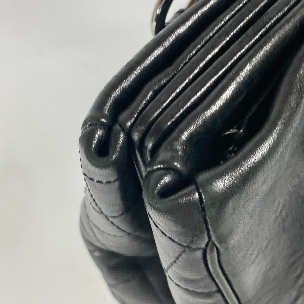 CHANEL 肩掛け カバン CC ココマーク Wチェーン ショルダーバッグ カーフレザー レディース ブラック