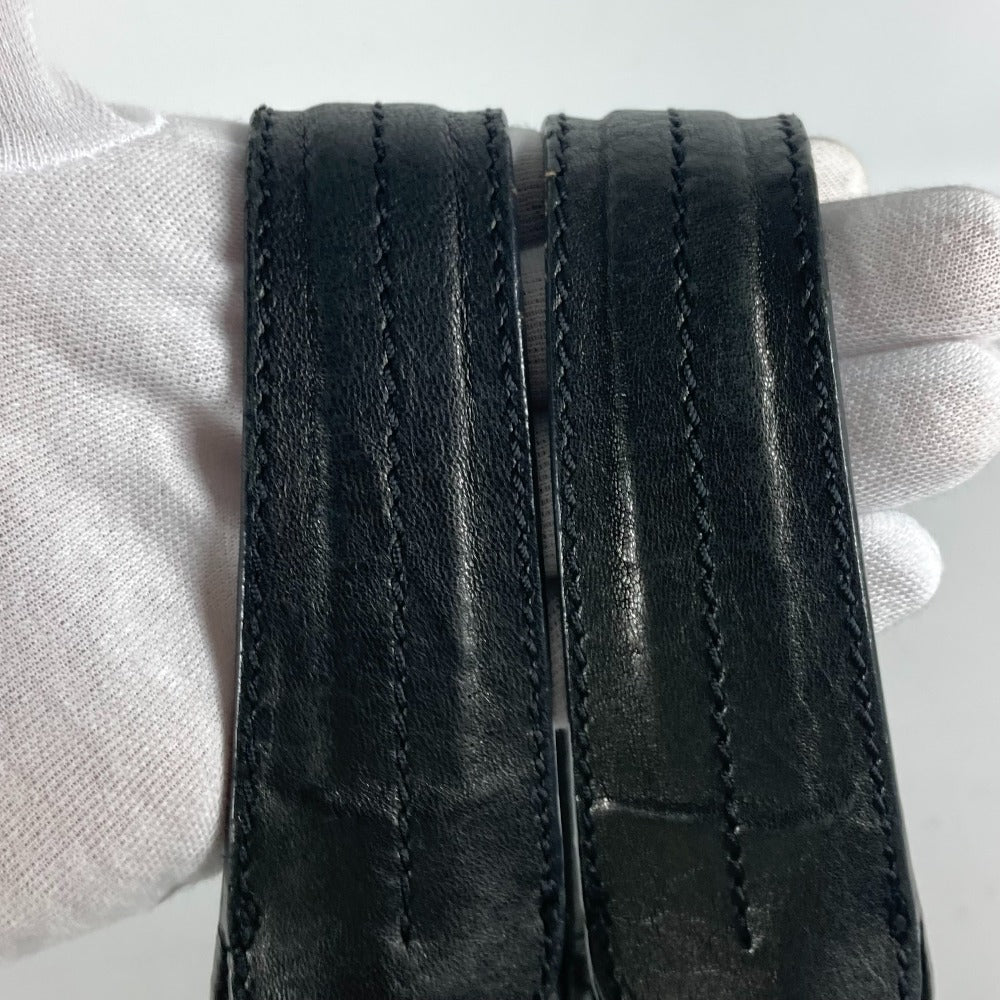 CHANEL 肩掛け カバン CC ココマーク Wチェーン ショルダーバッグ カーフレザー レディース ブラック