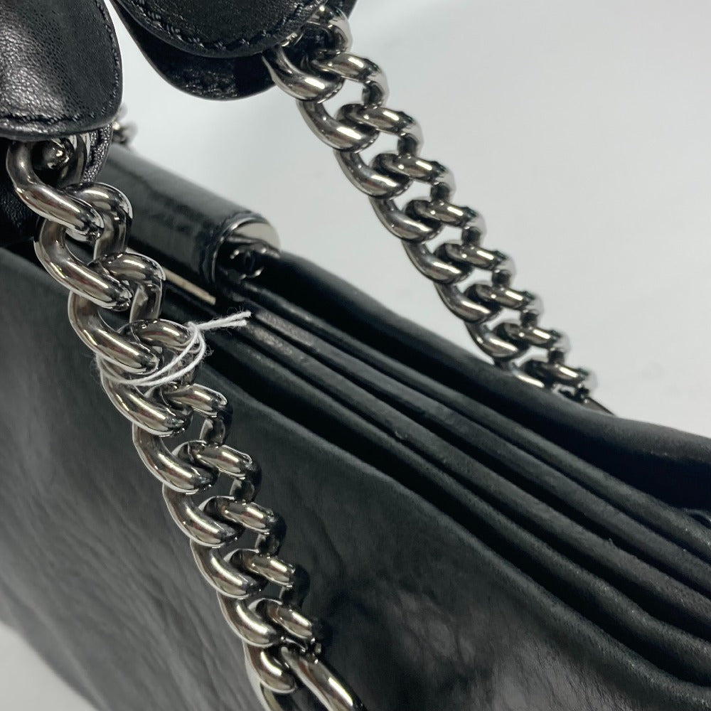 CHANEL 肩掛け カバン CC ココマーク Wチェーン ショルダーバッグ カーフレザー レディース ブラック
