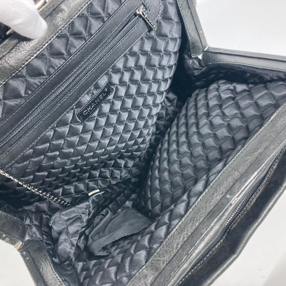 CHANEL 肩掛け カバン CC ココマーク Wチェーン ショルダーバッグ カーフレザー レディース ブラック