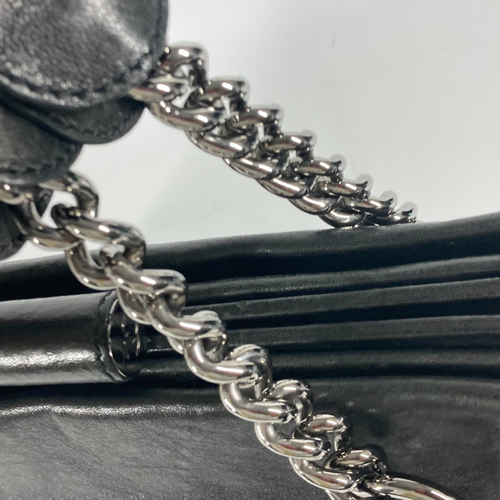 CHANEL 肩掛け カバン CC ココマーク Wチェーン ショルダーバッグ カーフレザー レディース ブラック