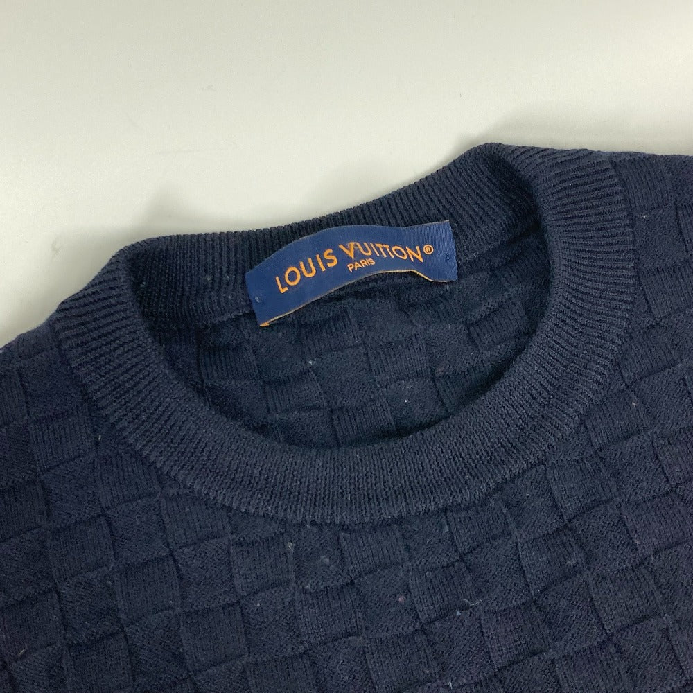 LOUIS VUITTON ダミエ ニット 長袖 トップス アパレル RM222Q セーター ウール メンズ ネイビー
