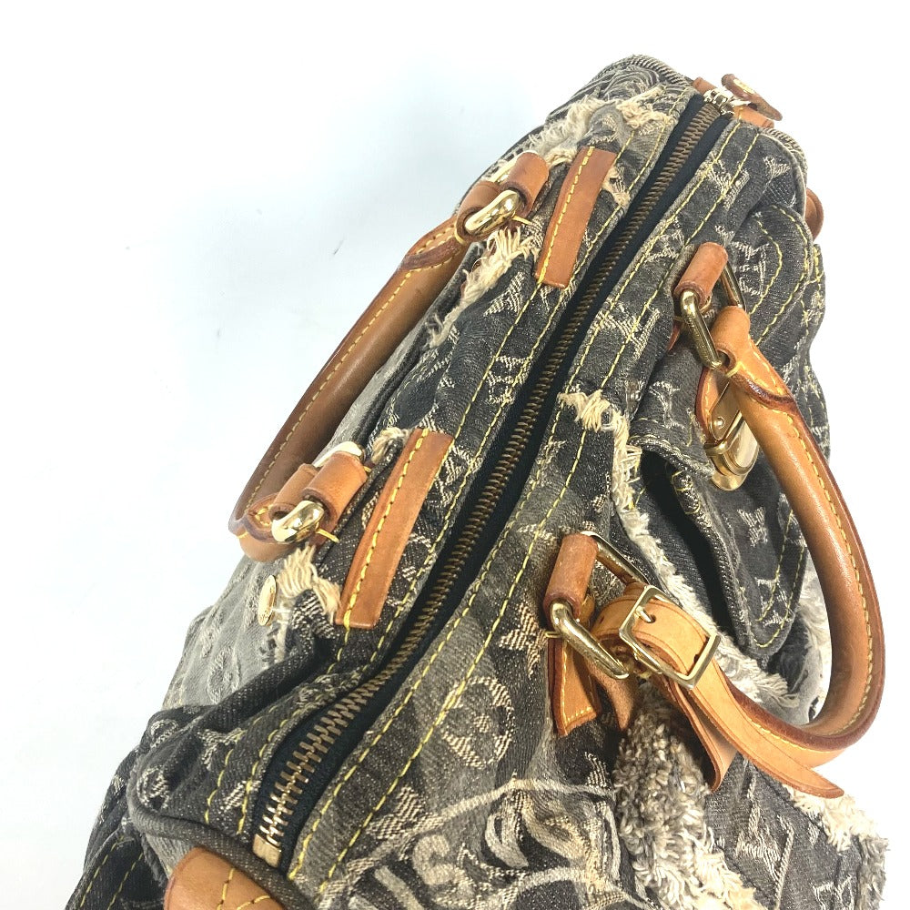 LOUIS VUITTON M95381 モノグラムデニム パッチワーク スピーディ30 ミニボストンバッグ カバン ハンドバッグ デニム レディース ブラック