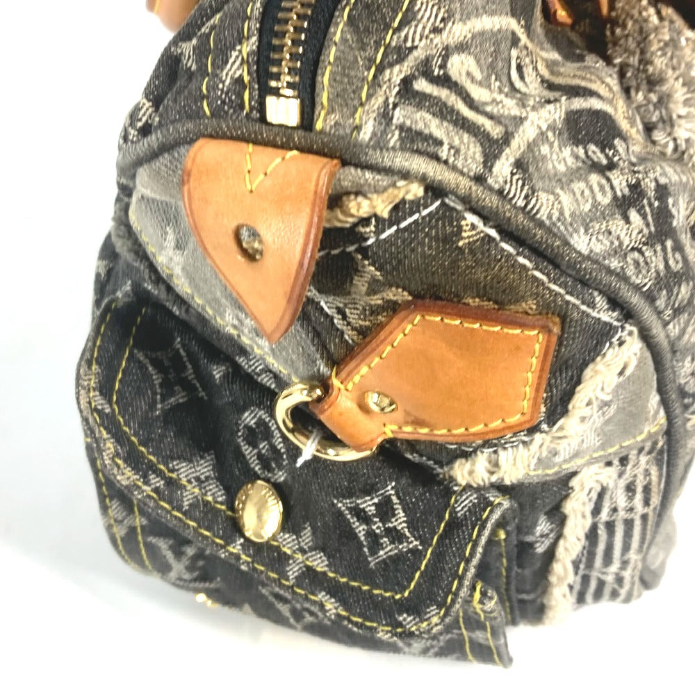 LOUIS VUITTON M95381 モノグラムデニム パッチワーク スピーディ30 ミニボストンバッグ カバン ハンドバッグ デニム レディース ブラック