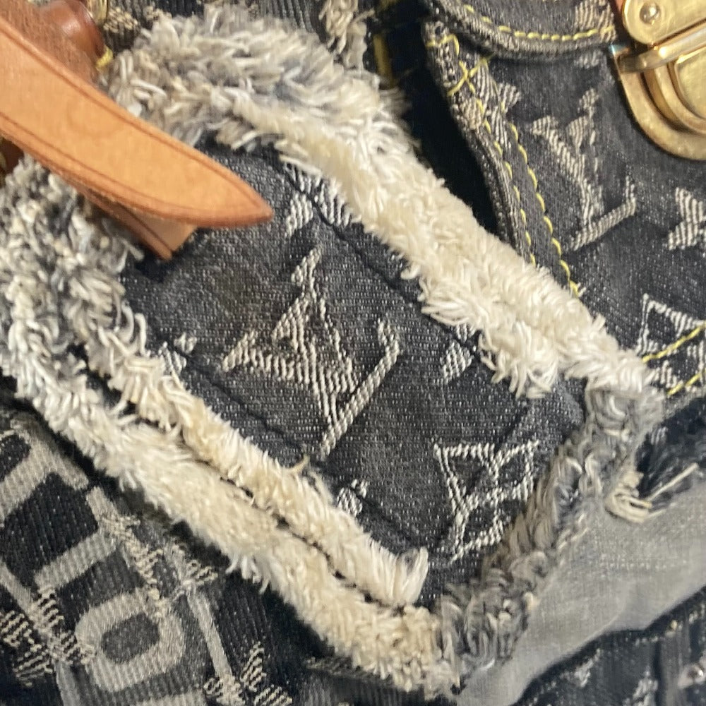 LOUIS VUITTON M95381 モノグラムデニム パッチワーク スピーディ30 ミニボストンバッグ カバン ハンドバッグ デニム レディース ブラック