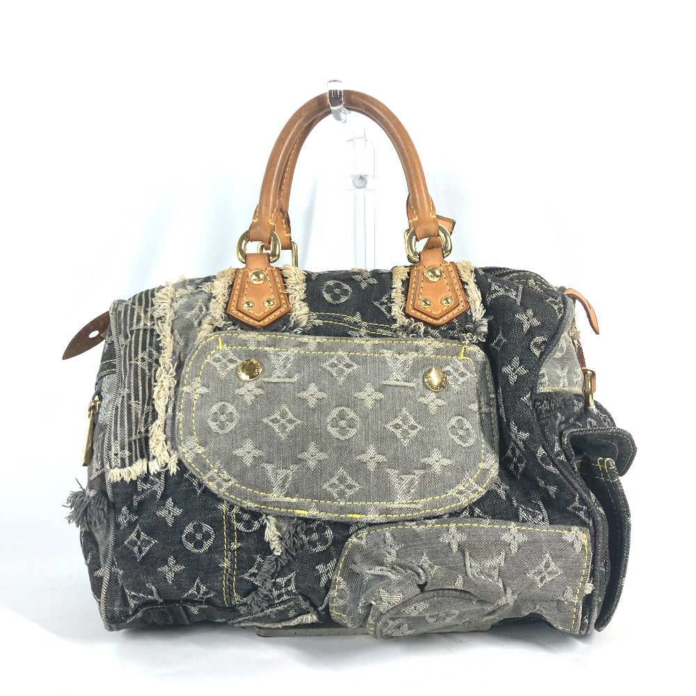 LOUIS VUITTON M95381 モノグラムデニム パッチワーク スピーディ30 ミニボストンバッグ カバン ハンドバッグ デニム レディース ブラック