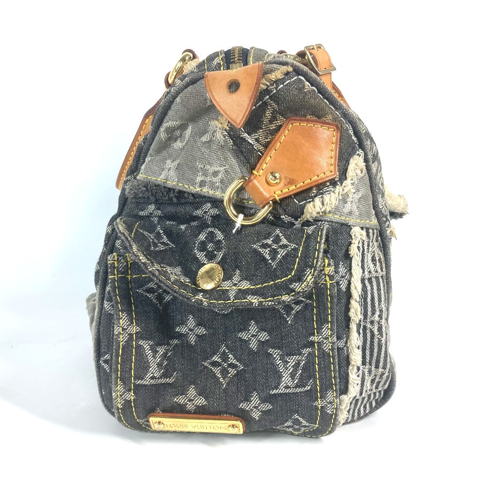 LOUIS VUITTON M95381 モノグラムデニム パッチワーク スピーディ30 ミニボストンバッグ カバン ハンドバッグ デニム レディース ブラック